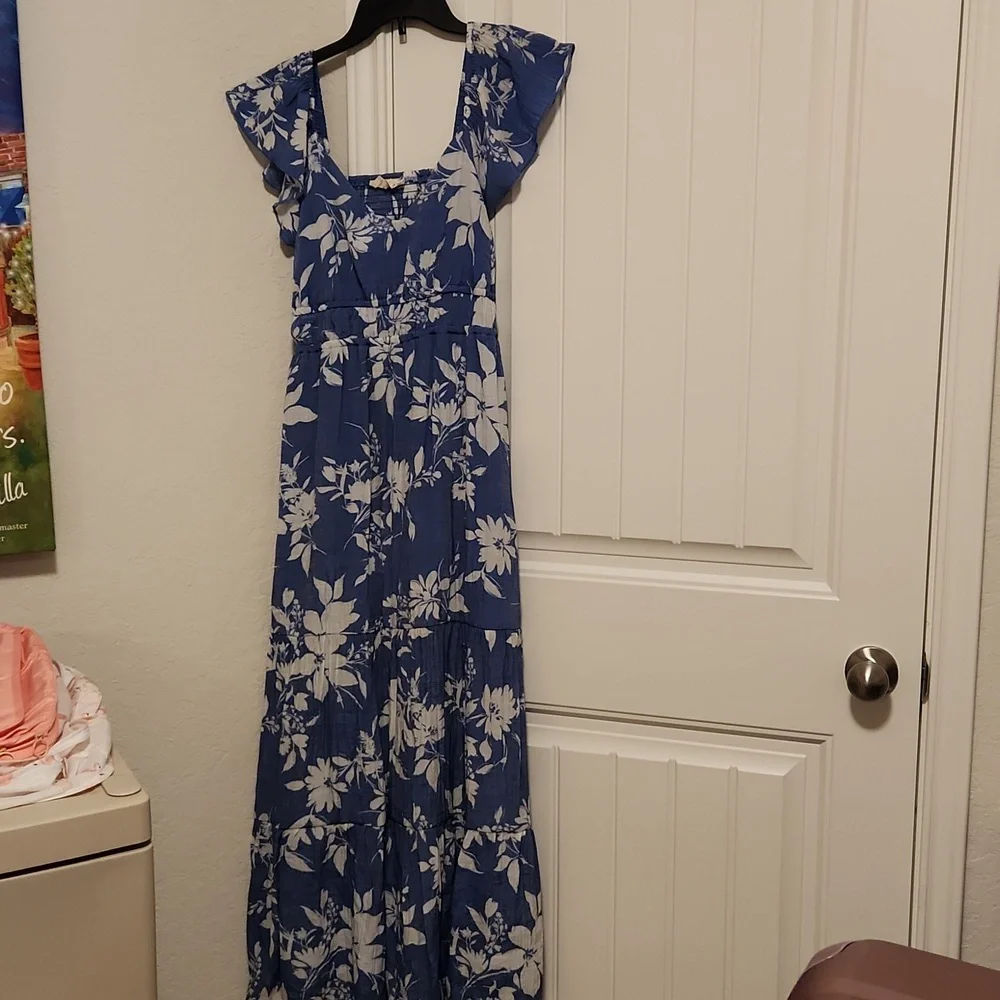 Blue floral dress open back - Picture 1 of 6